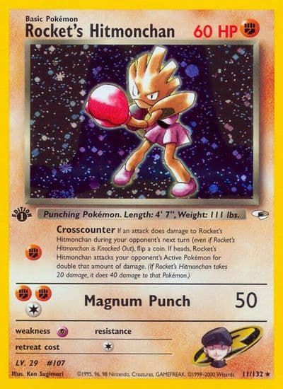 Rocket's Hitmonchan Gym Heroes Pokemon card