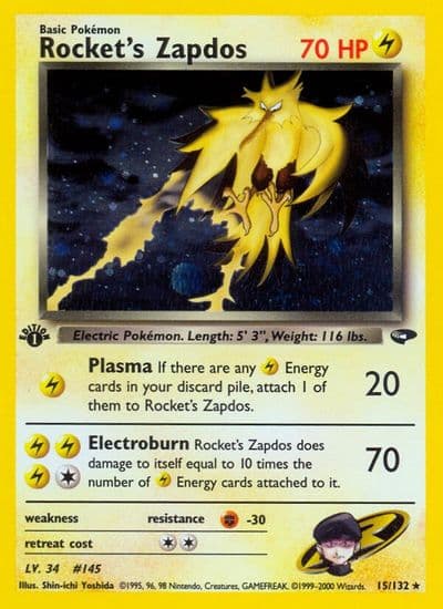 Rocket's Zapdos Gym Challenge Pokemon card
