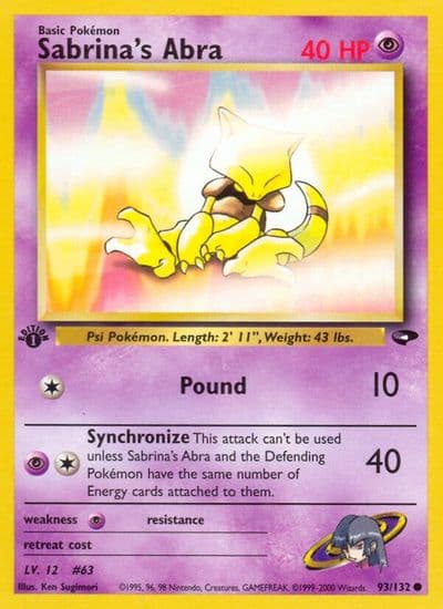 Sabrina's Abra (93) Gym Challenge Pokemon card