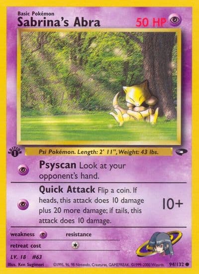 Sabrina's Abra (94) Gym Challenge Pokemon card