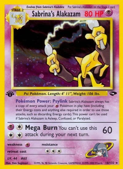Sabrina's Alakazam Gym Challenge Pokemon card