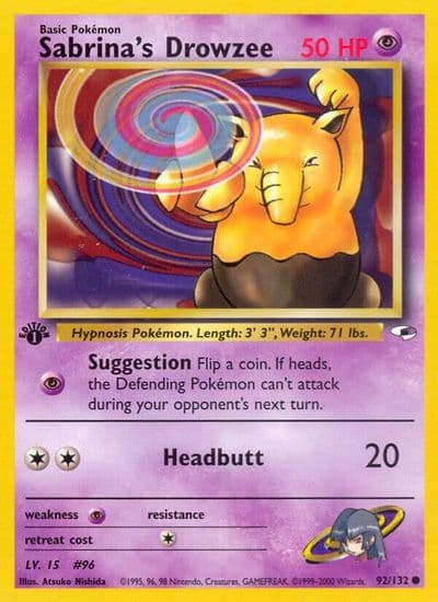 Sabrina's Drowzee Gym Heroes Pokemon card