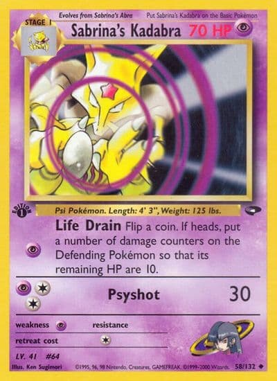 Sabrina's Kadabra Gym Challenge Pokemon card