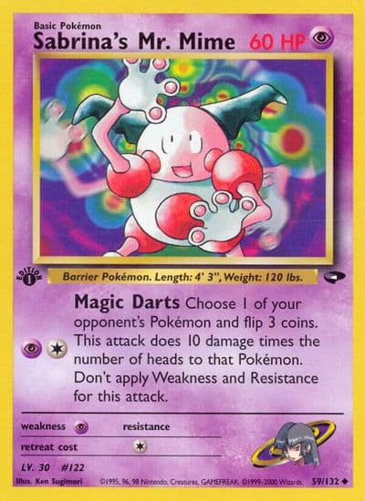 Sabrina's Mr. Mime Gym Challenge Pokemon card