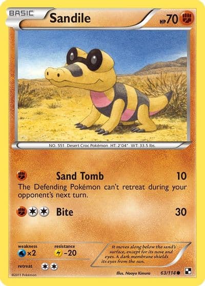 Sandile Black and White Pokemon card