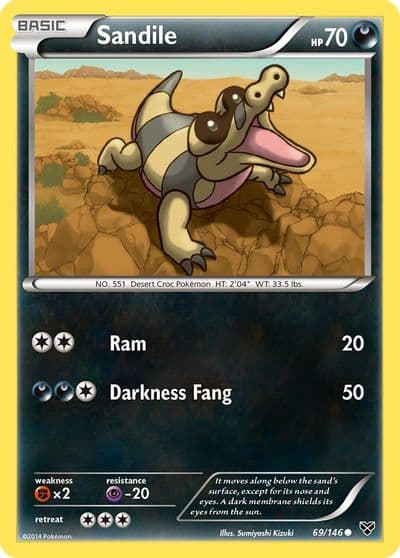 Sandile XY Base Set Pokemon card