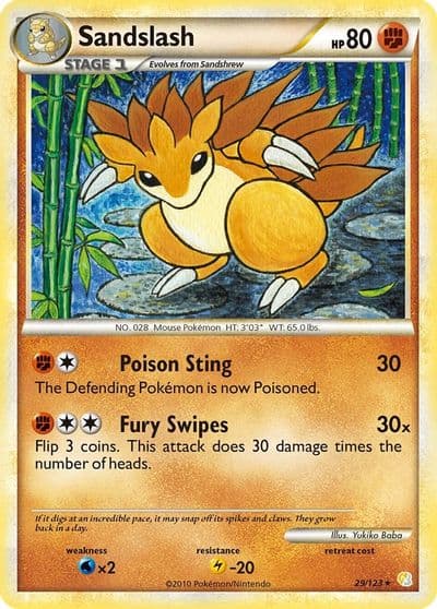 Sandslash HeartGold SoulSilver Pokemon card