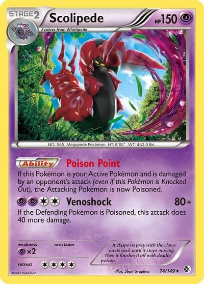 Scolipede Boundaries Crossed Pokemon card
