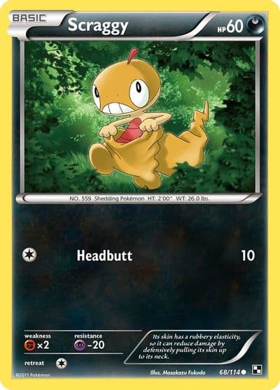 Scraggy Black and White Pokemon card