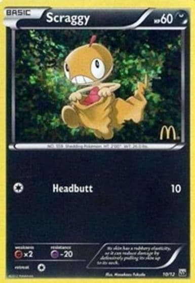 Scraggy McDonald's Promos 2012 Pokemon card