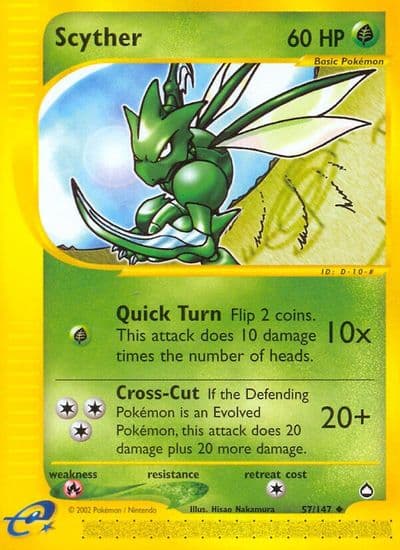 Scyther (57) Aquapolis Pokemon card