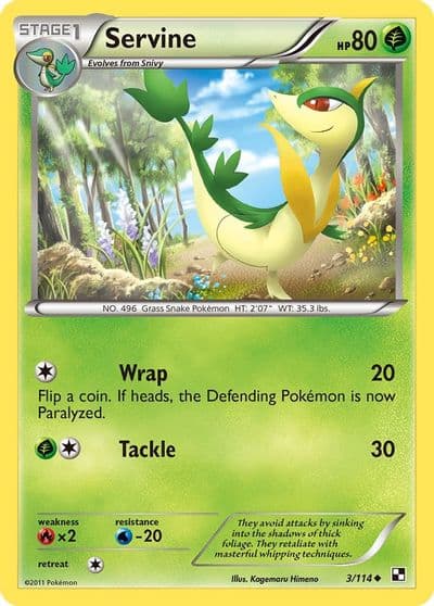 Servine (3) Black and White Pokemon card