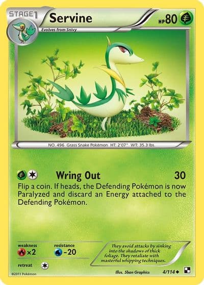 Servine (4) Black and White Pokemon card