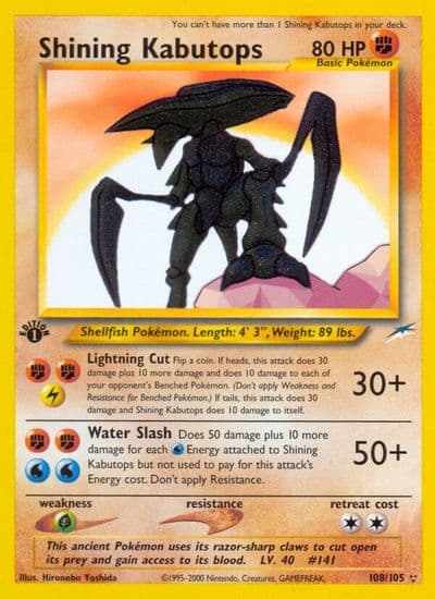 Shining Kabutops Neo Destiny Pokemon card