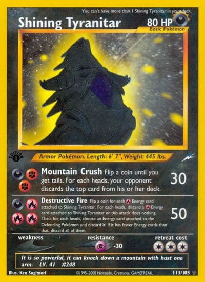 Shining Tyranitar Neo Destiny Pokemon card
