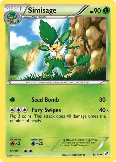 Simisage Black and White Pokemon card