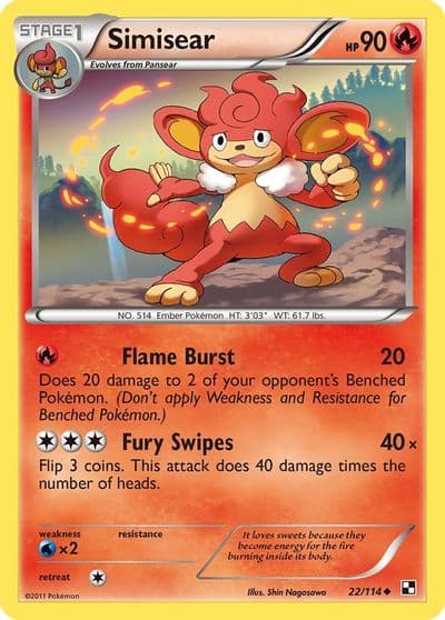 Simisear Black and White Pokemon card