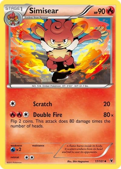 Simisear Noble Victories Pokemon card