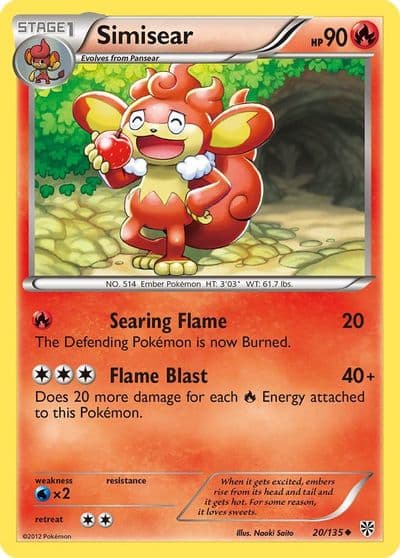 Simisear Plasma Storm Pokemon card