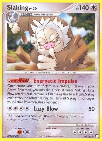 Slaking Mysterious Treasures Pokemon card