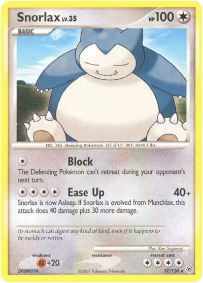 Snorlax Diamond and Pearl Pokemon card