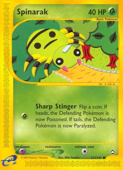 Spinarak (111) Aquapolis Pokemon card