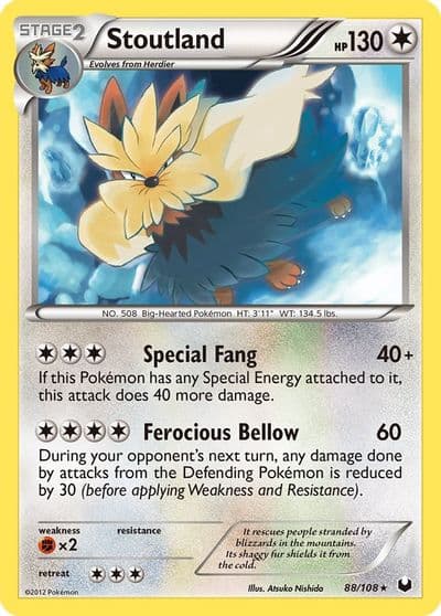 Stoutland Dark Explorers Pokemon card
