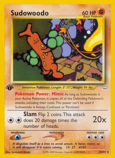 Sudowoodo Neo Revelation Pokemon card