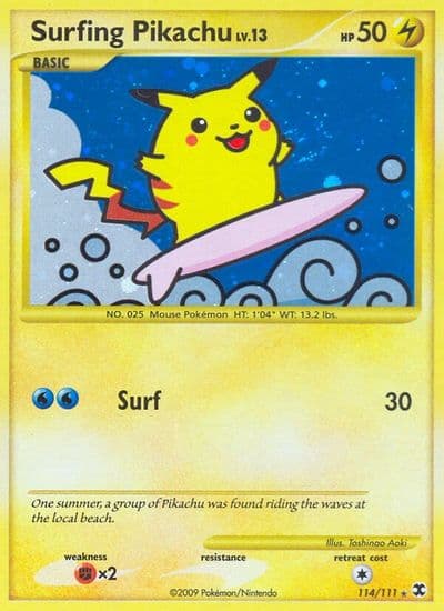 Surfing Pikachu Rising Rivals Pokemon card