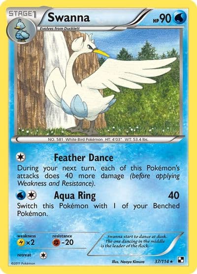 Swanna Black and White Pokemon card