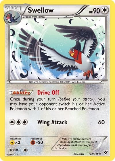 Swellow XY Base Set Pokemon card