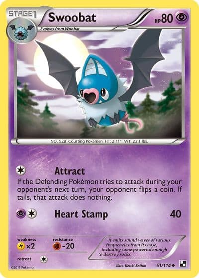 Swoobat Black and White Pokemon card