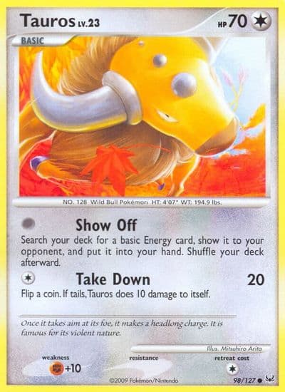 Tauros Platinum Pokemon card