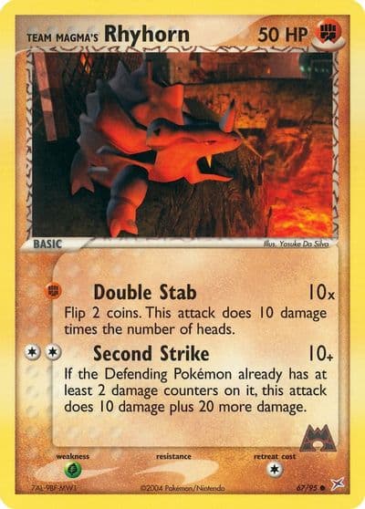 Team Magma's Rhyhorn Team Magma vs Team Aqua Pokemon card