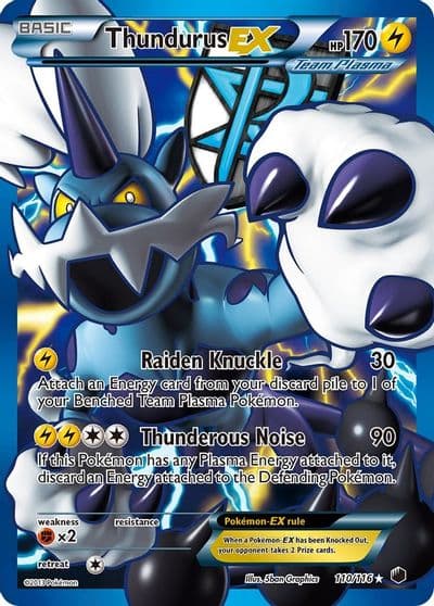 Thundurus EX (Team Plasma) (110 Full Art) Plasma Freeze Pokemon card