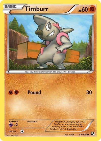 Timburr (58) Black and White Pokemon card