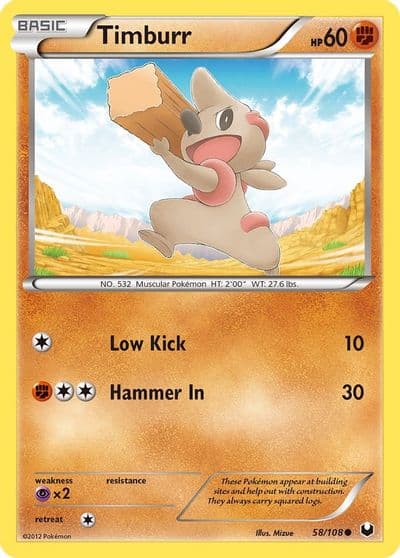 Timburr Dark Explorers Pokemon card
