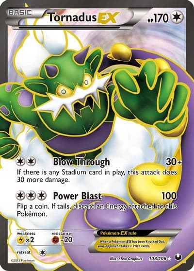 Tornadus EX (108 Full Art) Dark Explorers Pokemon card