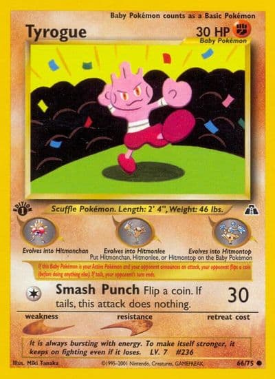 Tyrogue Neo Discovery Pokemon card