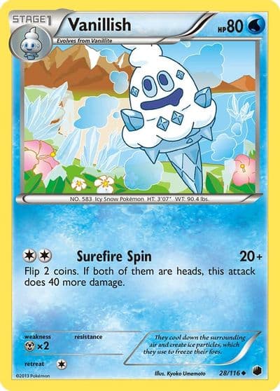 Vanillish Plasma Freeze Pokemon card