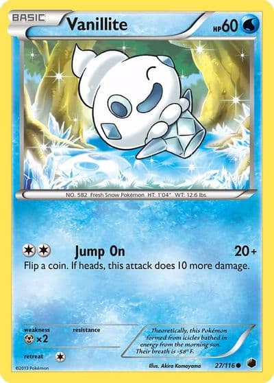Vanillite Plasma Freeze Pokemon card