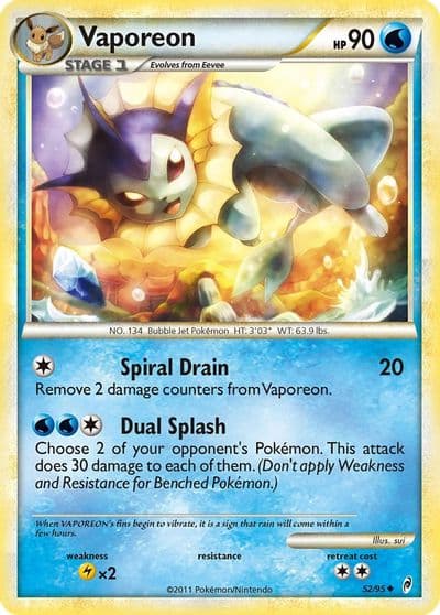 Vaporeon Call of Legends Pokemon card