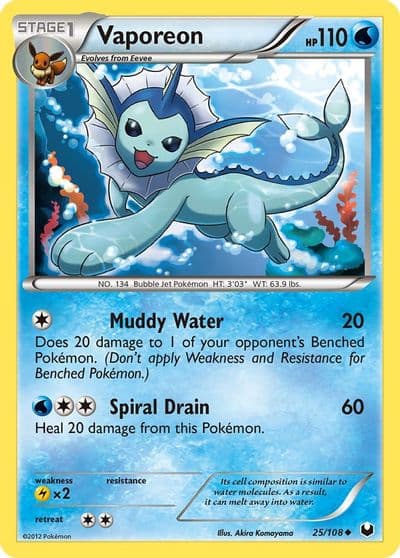 Vaporeon Dark Explorers Pokemon card