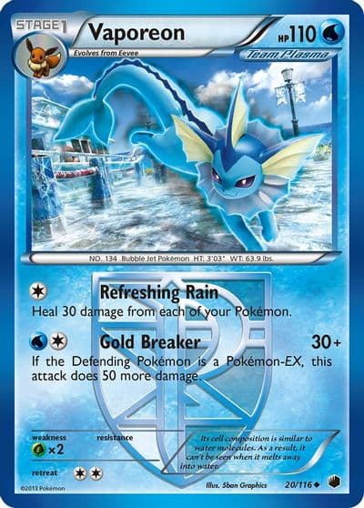 Vaporeon (Team Plasma) Plasma Freeze Pokemon card