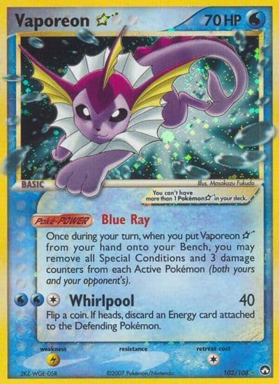 Vaporeon Star Power Keepers Pokemon card