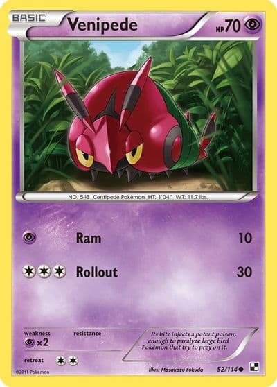 Venipede Black and White Pokemon card