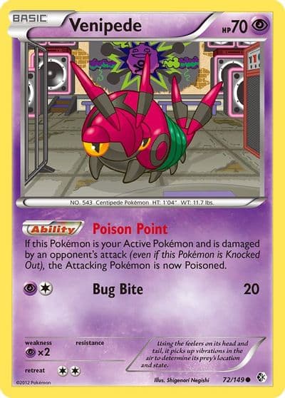 Venipede Boundaries Crossed Pokemon card
