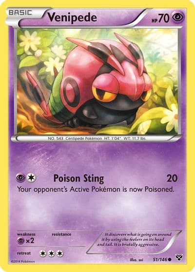 Venipede XY Base Set Pokemon card