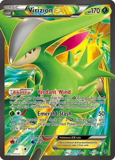 Virizion EX (Full Art) Plasma Blast Pokemon card