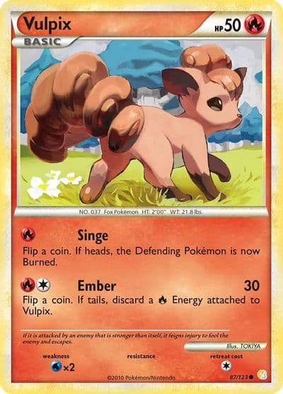 Vulpix HeartGold SoulSilver Pokemon card